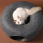 Felt Donut Bed for Cats House With Breather Hole Dog Bed Interactive Play Toys for Cats to Hide 2 in 1 Tunnel for Cats Bed shimendi Sécurité et Confort pour Chien chat| Shimendi