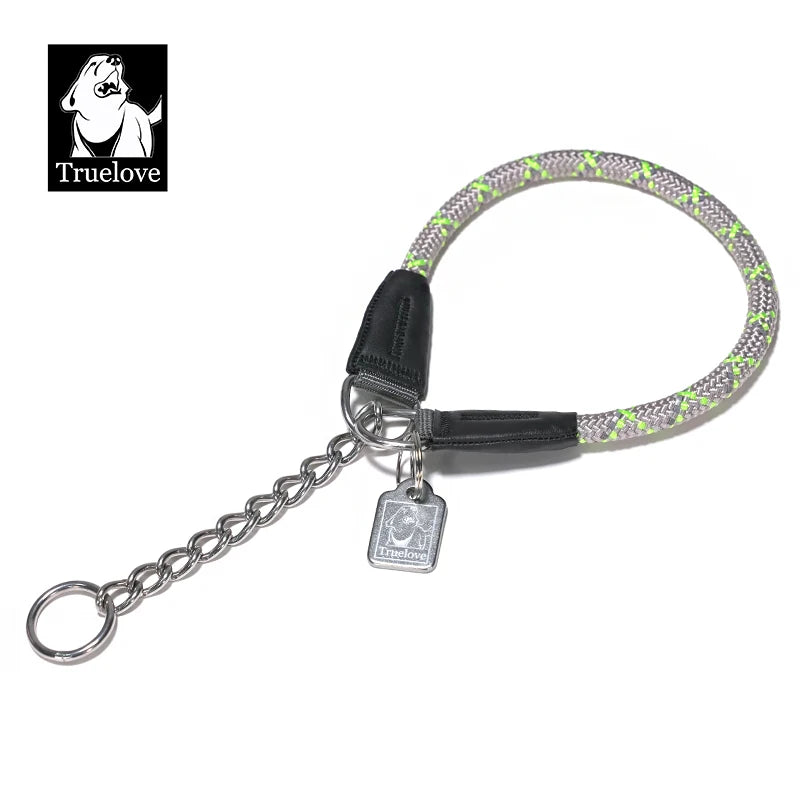 Truelove Pet P-Chain Nylon Dog Collar Stainless Steel Chain Pull-resistant Reflective Decorative Explosion-proof Walking TLC5373