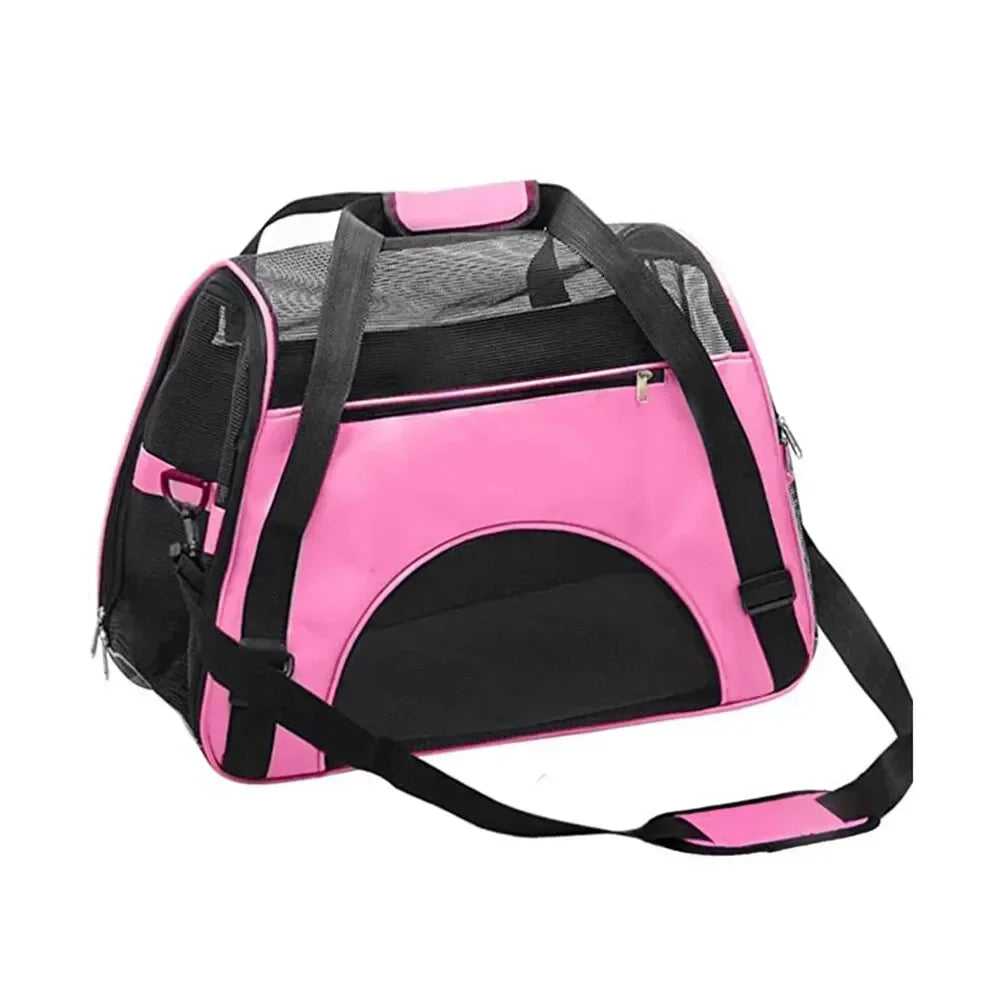 Pet Portable Foldable Four Sided Breathable Mesh Pet Bag Cat and Dog One Shoulder Travel Bag Crossbody Handbag Backpack Cat Bag