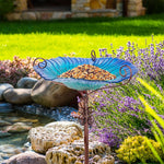 Large Outdoor Glass Bird Bath Garden Feeding Bowls Water Bath Spa Table Balcony - shimendi