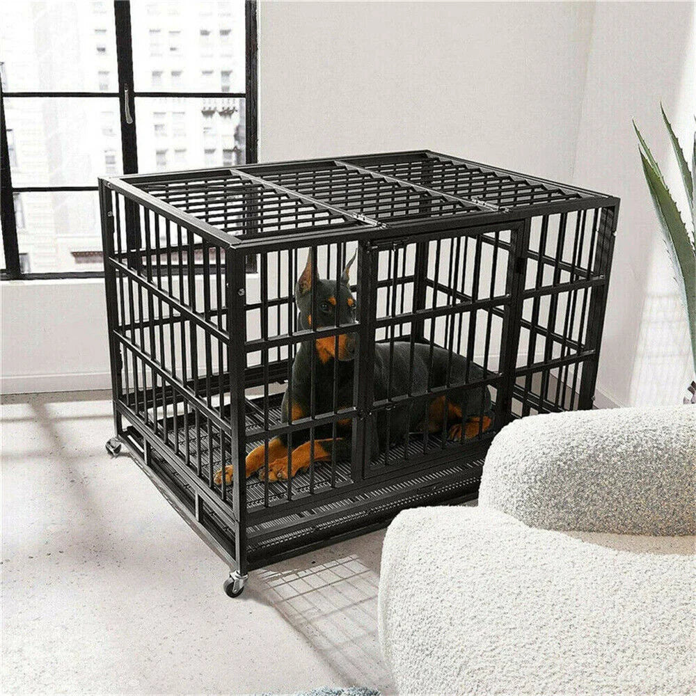 XXL Large Heavy Duty Dog Crate Strong Pet Cage Tear