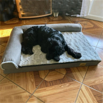 XXL XL Large Orthopedic Dog Bed Chaise Lounge Pillow Headrest Pet Bed Sofa Couch L-Shape Bolster with Removable Washable Cover