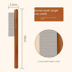 Cat Comb Cat Accessories Stainless Steel Pet Hair Remover Wooden Handle Solid Cat Hair Comb Pet Grooming Dog Brush Cleaning Tool - shimendi