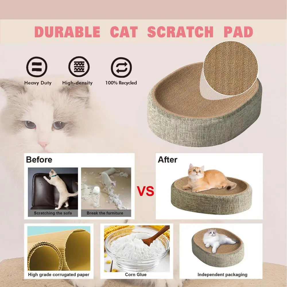 2in1 Cat Scratching Board Protect Furniture Grinding Claw Toys Oval Sisal weaving Wear-resistant Cat Nest Cat Accessories