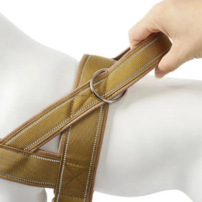 Tactical Anti-Pull Dog Harness - 1000D Nylon Adjustable for Large Dogs, Outdoor Training Vest with Handle & Reflective