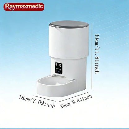 Raymax 4L WIFI Button Automatic Cat Feeder Intelligent Cat and Dog Pet Feeder Smart Pet Cat Food Dispenser Pet Feeder(No 5V 1A)