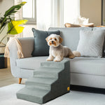 3/4 Steps High Density Foam Dog Stairs Ramps, for High Beds and Sofa, Non-Slip Pet Steps Sofa Bed Ladder, with Washable Cover - shimendi