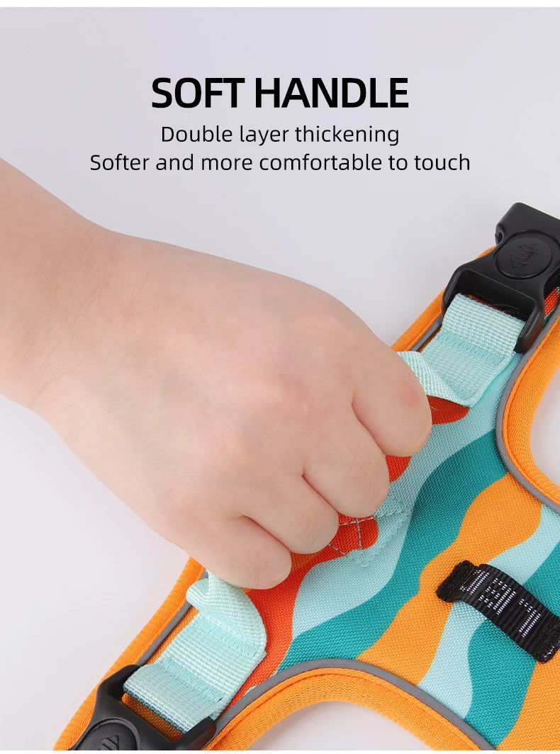 Adjustable Harness Dog Reflective Safety Training Walking Chest Vest Leads Collar For French Bulldog Pets Dogs Accessories