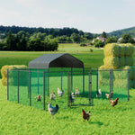 Heavy Duty XXL Chicken Run Coop Cage Walk In Coop Poultry Hen Rabbit Metal Kennel Hutch Pen with Waterproof UV Cover Outdoor - shimendi