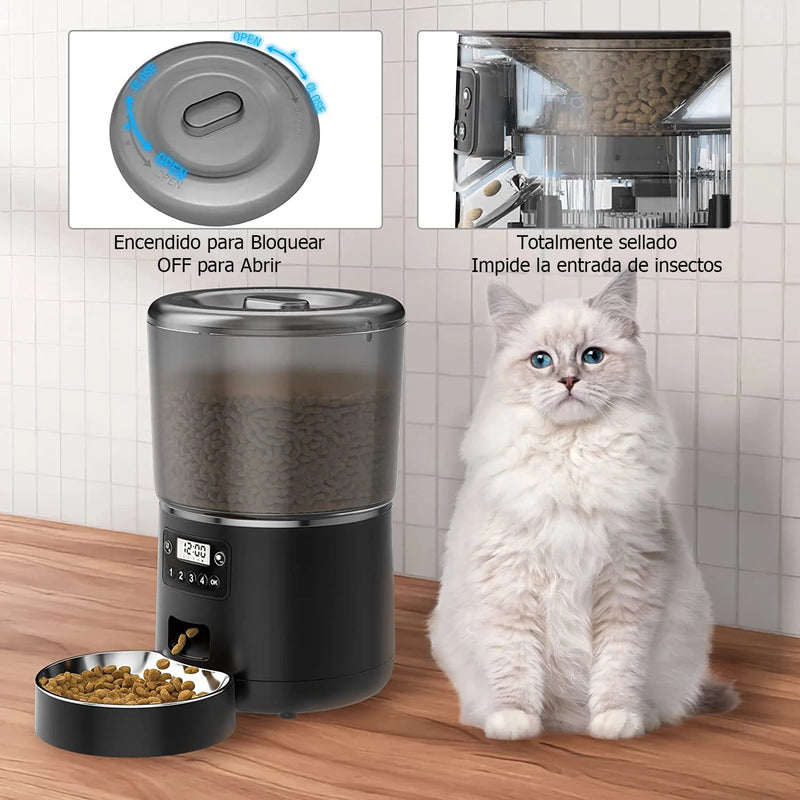 Automatic Pet Feeder 4L Automatic Cat Food Dispenser Smart Control Bug and Snag Resistant Cat Dog Timer Feeder shimendi Sécurité et Confort pour Chien chat| Shimendi
