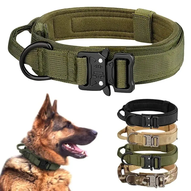 Pet Products Outdoor Tactical Dog Collar Metal Buckle Breathability Nylon Collar Medium and Large Dog Training Neck Collar Dog - shimendi