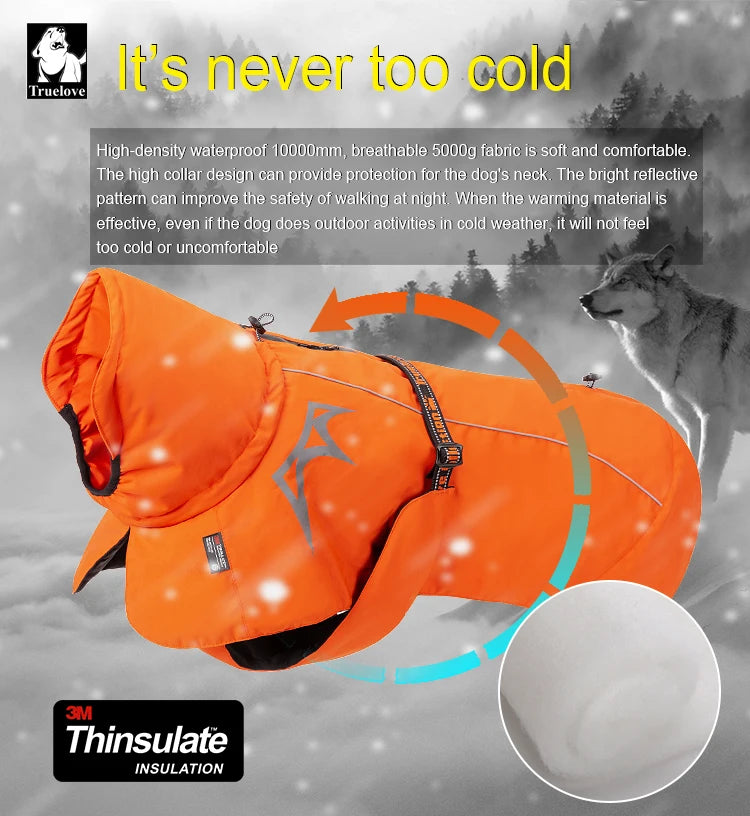 Truelove Warmer Dog Winter Coat Pet Jacket Fashion Dog Clothes Waterproof Windproof Reflective Outdoor Dog Coat TLG2372