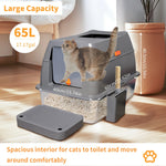 XXL Stainless Steel Cat Litter Box Enclosed Puppy Cat Litter Tray with Lid Large Litter Pan High Wall Side Easy Cleaning Toilet shimendi Sécurité et Confort pour Chien chat| Shimendi