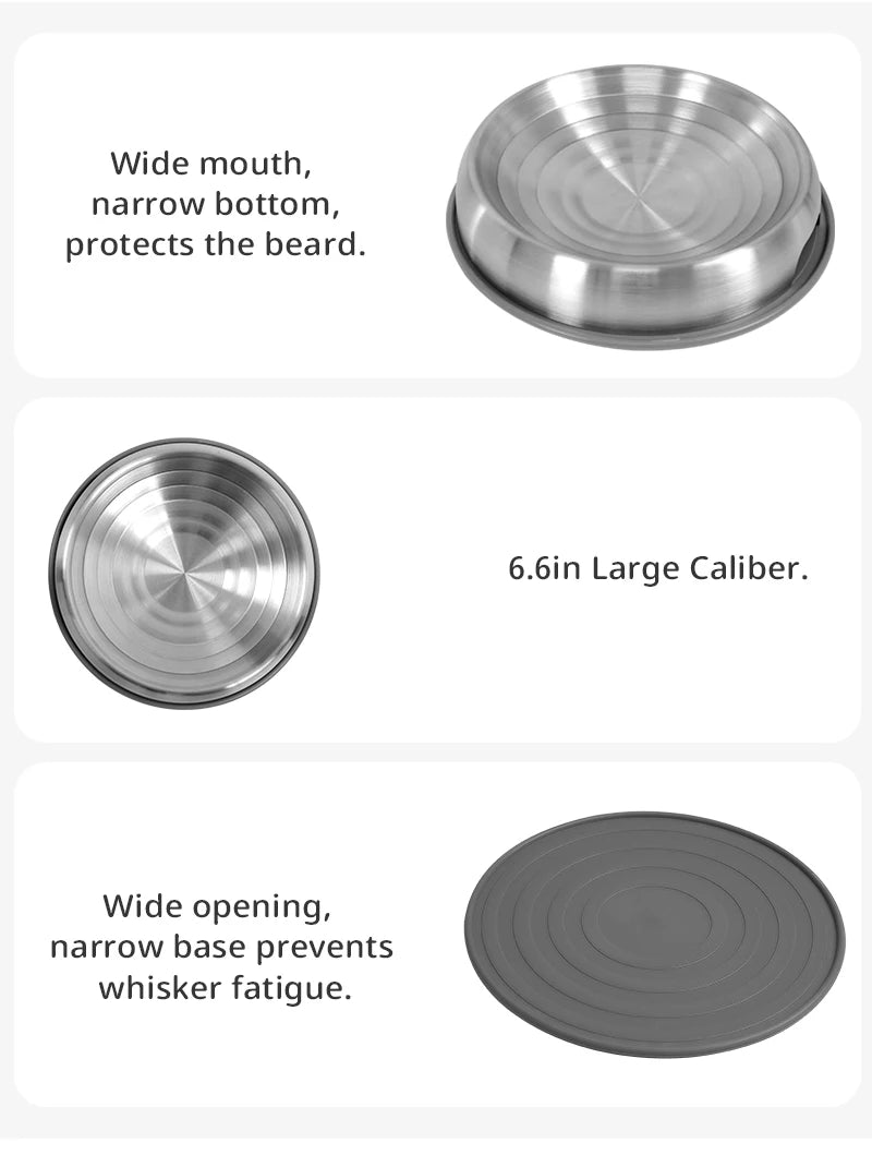 304 Stainless Steel Cat Dog Pet Bowl Non Slip Durable Anti Overthrow Shallow Mouth Design Not Black Chin Grain Basin