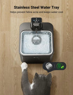 DownyPaws 2.5L Automatic Stainless Steel Cat Water Fountain 4000mAh Wireless Pet Drinker Battery & Sensor 2 in 1 Dispenser - shimendi