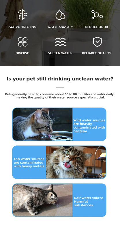 Cat Water Fountai Little Flower Water Fountain Filter Cartridge, Original Fit, Deep Purification for Pet's Healthy Water Intake