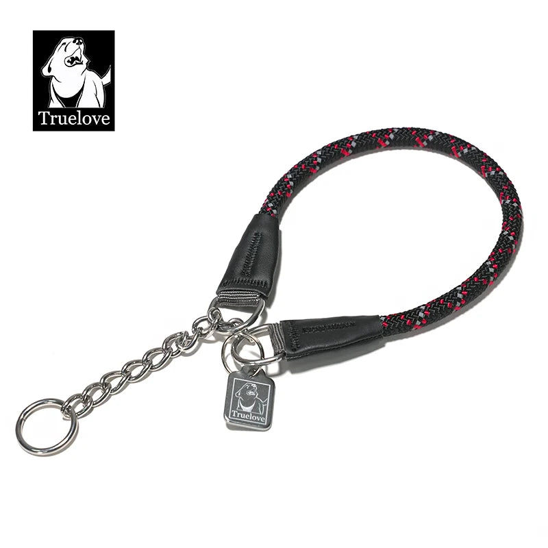 Truelove Pet P-Chain Nylon Dog Collar Stainless Steel Chain Pull-resistant Reflective Decorative Explosion-proof Walking TLC5373