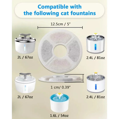 Replacement Filter For Cat Dog Water Drinking Fountain Activated Carbon Replaced Filters 6-12pcs Fountain Dispenser Feeders