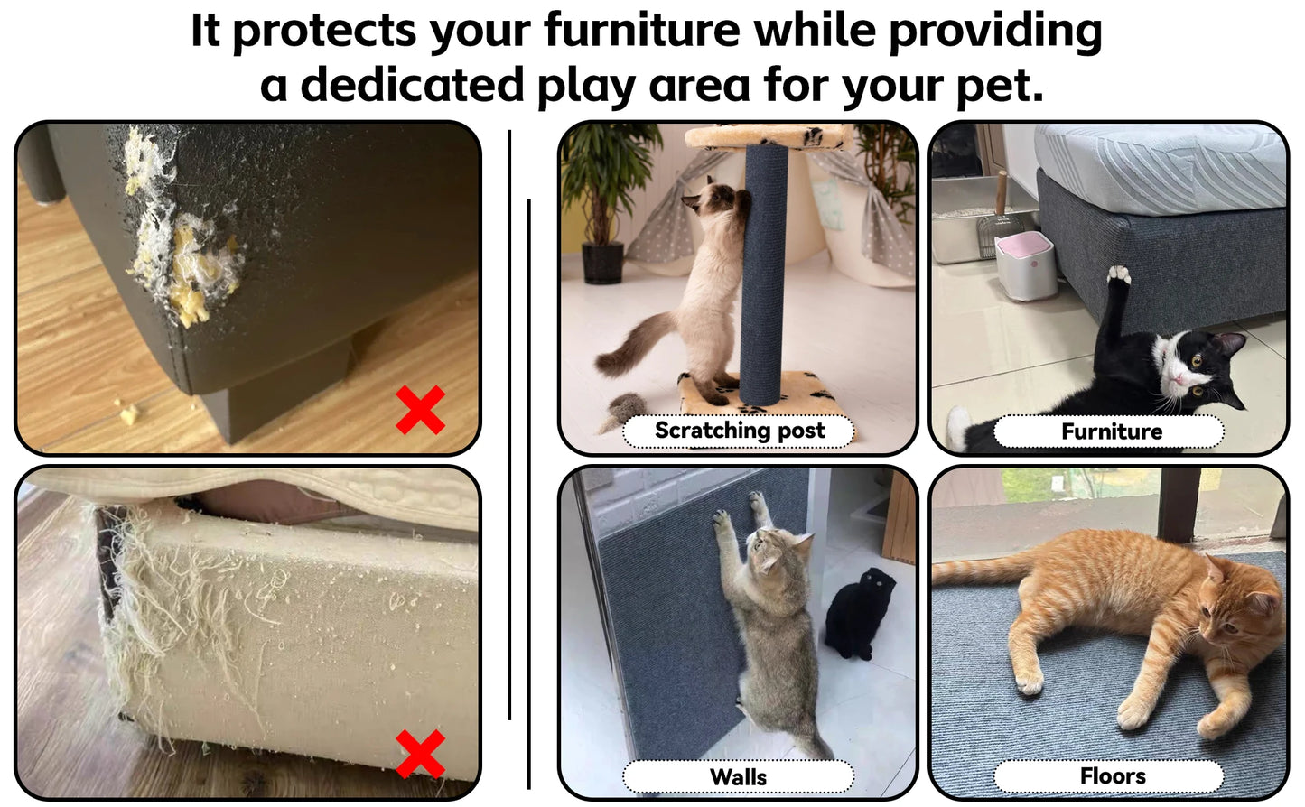 Self-Adhesive Anti Cat Scratch Sofa DIY Cats Scratch Protection Paws Sharpen Trimmable  Carpet Cats Scratch Board ﻿Roll Shipment