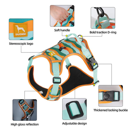 Adjustable Harness Dog Reflective Safety Training Walking Chest Vest Leads Collar For French Bulldog Pets Dogs Accessories