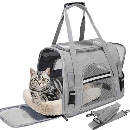 Pet Carrier Bag Airline Approved Up for Cats and Dogs Up to 20LBs, Soft Cat Carrier Dog Carrier Travel Kitten Carrier with Mat