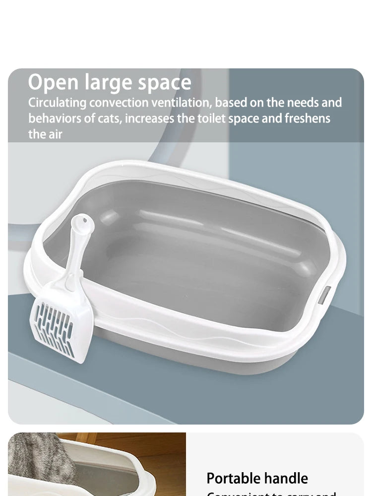 Semi-enclosed Litter Box Spatter-proof Cat Toilet Large Kitten Cleaning Supplies Large Cat Poop Bowl Pet Bupplies