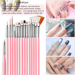 15pcs Nail Art Liner Brush Kit UV Gel Nail Brush Set French Stripe Line Painting Drawing Flower Pen Professional Manicure Tools - shimendi