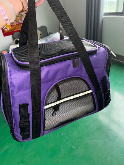 Pet Carrier Bag Foldable Small Dog Cat Carrying Out Bags Expansion Pet Travel Bag Mesh Breathable Expansion Crossbody Handbag