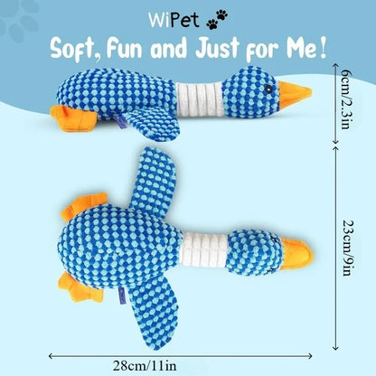 New blue goose dog toy cat toy pet toy double color goose tough bite chew plush sound toy plush toy pet supplies