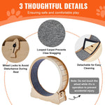 SucceBuy Wooden Cat Exercise Wheel Large Cat Treadmill Wheel for Indoor Cat Running Wheel with Detachable Carpet& Cat Teaser shimendi Sécurité et Confort pour Chien chat| Shimendi