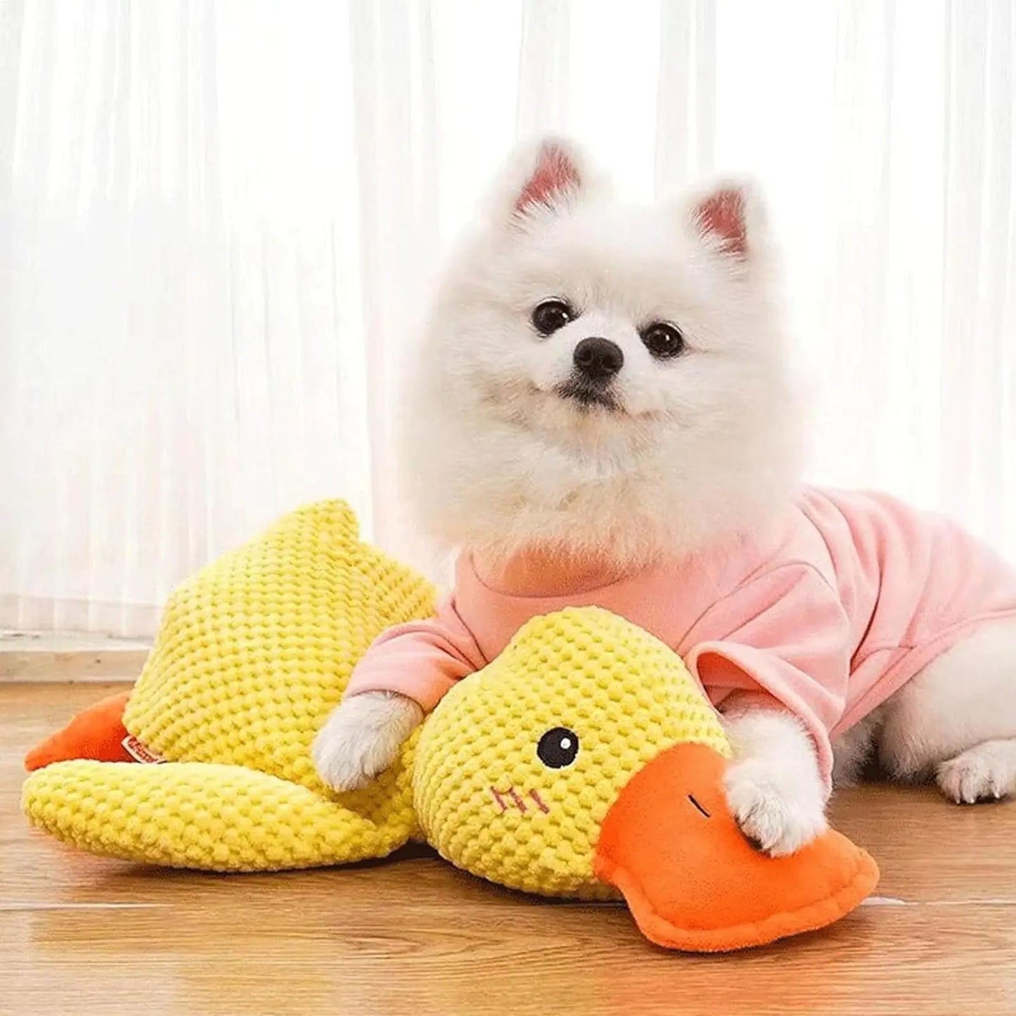 Calming Duck Toy for Dogs Squeaky Interactive Soft Comfort Teething Supplies Dog Toys Plush for Travel Beach Pool Park Yard