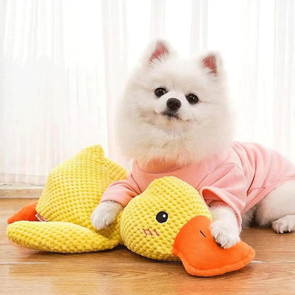 Calming Duck Toy for Dogs Squeaky Interactive Soft Comfort Teething Supplies Dog Toys Plush for Travel Beach Pool Park Yard