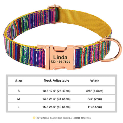 Personalized Dog Accessories Collar Nylon Printed Pet Puppy Collar Dog ID Collars Free Engraved ID for Small Medium Large Dogs