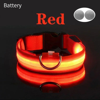 USB Charging LED Dog Collar Anti-lost Safety Night Light Luminous Dogs Necklace Adjustable Nylon Pet Glowing Collars Supplies
