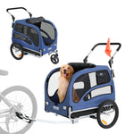 SucceBuy 100 lbs Dog Bike Trailer 2-in-1 Pet Stroller Cart Bicycle Carrier with Wheels Coupler Reflectors Flag for Dogs Travel - shimendi