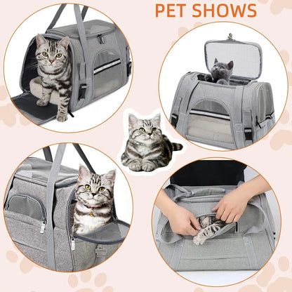 Pet Carrier Bag Airline Approved Up for Cats and Dogs Up to 20LBs, Soft Cat Carrier Dog Carrier Travel Kitten Carrier with Mat