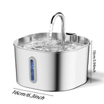 ZYFeeder 2.2L Automatic Cat Water Fountain Square Stainless Steel Pet Water Feeder Dog Water Fountain with window（No 5V 1A Plug） - shimendi