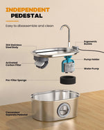 Cat water Fountain NautyPaws 3.2L stainless steel pet water dispenser automatic dog water dispenser with water level window - shimendi