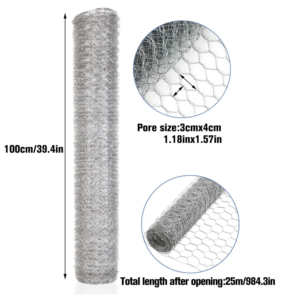 25M Roll Welded Chicken Wire Mesh Animal Fence Barrier Garden Fencing Net Strong