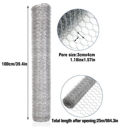 25M Roll Welded Chicken Wire Mesh Animal Fence Barrier Garden Fencing Net Strong