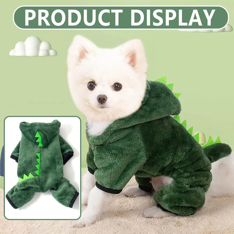 Autumn and Winter Dinosaur Clothing Cotton Pet Pullover, Animal Theme Puppy and Kitten Clothing, Cute and Soft Pet Clothing Suitable for Small Cats and Dogs - shimendi