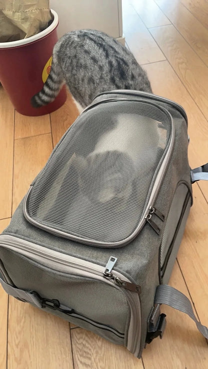 Pet Carrier Bag Foldable Small Dog Cat Carrying Out Bags Expansion Pet Travel Bag Mesh Breathable Expansion Crossbody Handbag