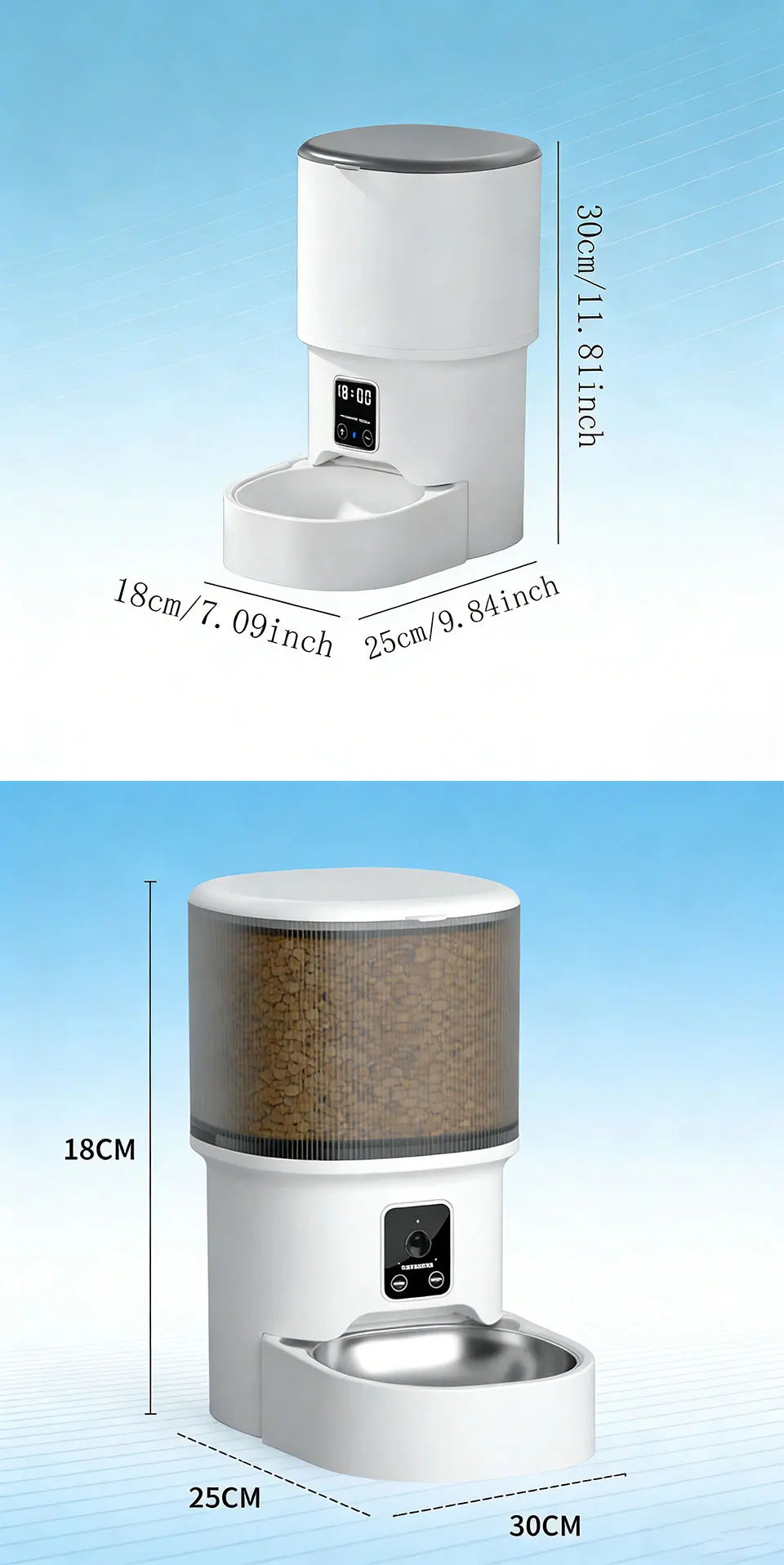 Raymax 4L WIFI Button Automatic Cat Feeder Intelligent Cat and Dog Pet Feeder Smart Pet Cat Food Dispenser Pet Feeder(No 5V 1A)