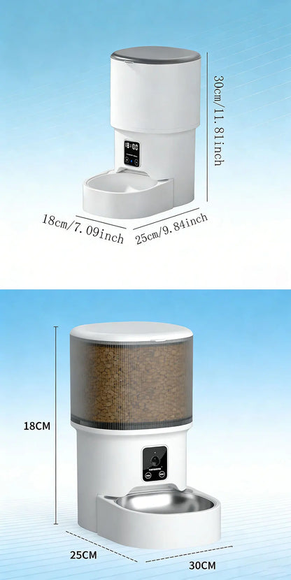 Raymax 4L WIFI Button Automatic Cat Feeder Intelligent Cat and Dog Pet Feeder Smart Pet Cat Food Dispenser Pet Feeder(No 5V 1A)