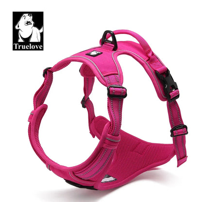Truelove Pet Harness Reflective Nylon Large Pet Dog Harness All Weather Padded Adjustable Safety Vehicular Leads for Dog TLH5651
