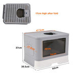 Large Hooded Cat Litter Box Tray Drawer Type Pet Kitty Toilet Top Entry Anti-Splashing Enclosed Potty with Hair Grooming Scoop - shimendi