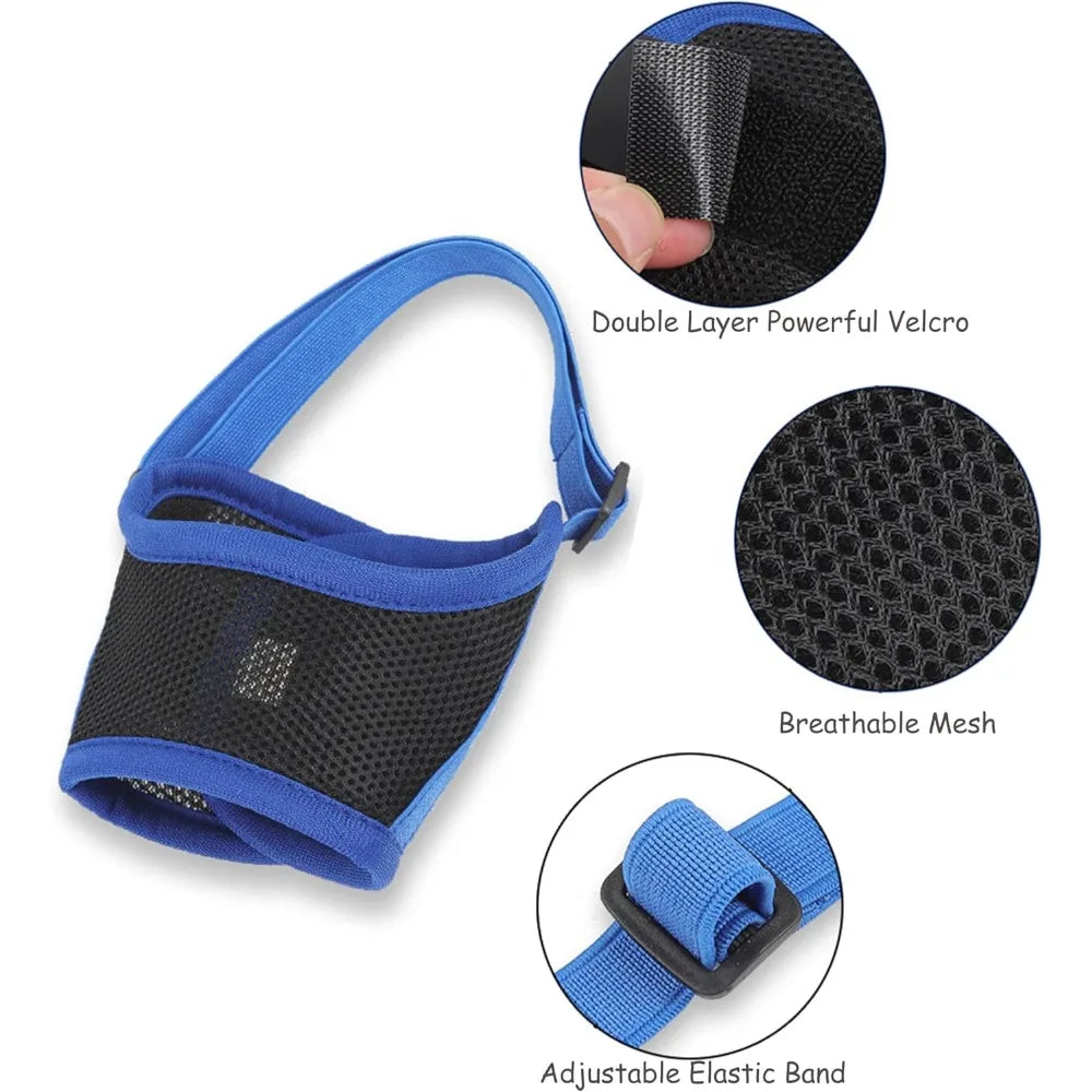 Dog Muzzle,Soft Nylon Muzzle Anti Biting Barking Chewing Air Mesh Breathable Adjustable Pets Muzzle for Small Medium Large Dogs