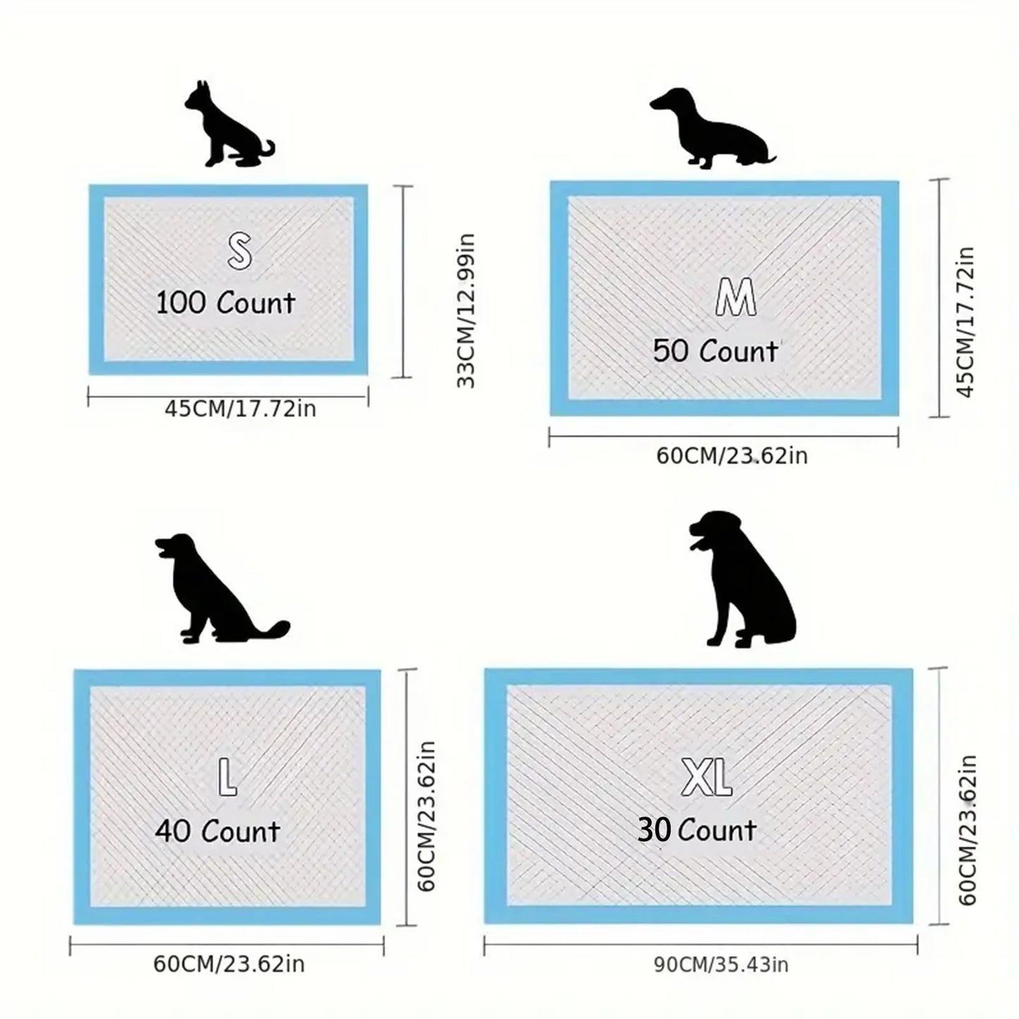 30/40/50/100Pcs Pet Urine Pads Thickened Deodorizing Dog Urine Pads Diapers for Pets Disposable Absorbent Pads Home Toilet Mat