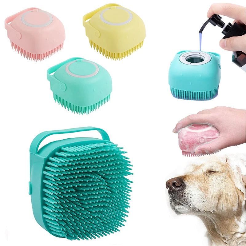 Silicone Dog Bath Massage Gloves Brush Pet Cat Bathroom Cleaning Tool Comb Brush for Dog Can Pour Shampoo Dog Grooming Supplies shimendi Sécurité et Confort pour Chien chat| Shimendi