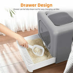 Cat Litter Box with Scoop and Tray Sifting Enclosed Foldable Kitten Toilet Detachable Poop Top Front Entry Pet Supplies - shimendi